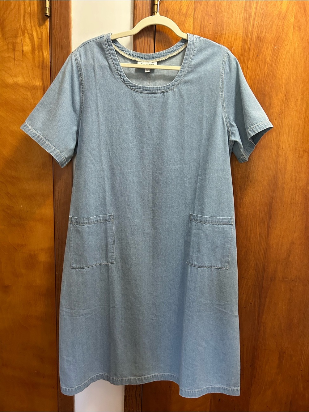 Serengeti Denim Blue Midi Dress with Patch Pockets